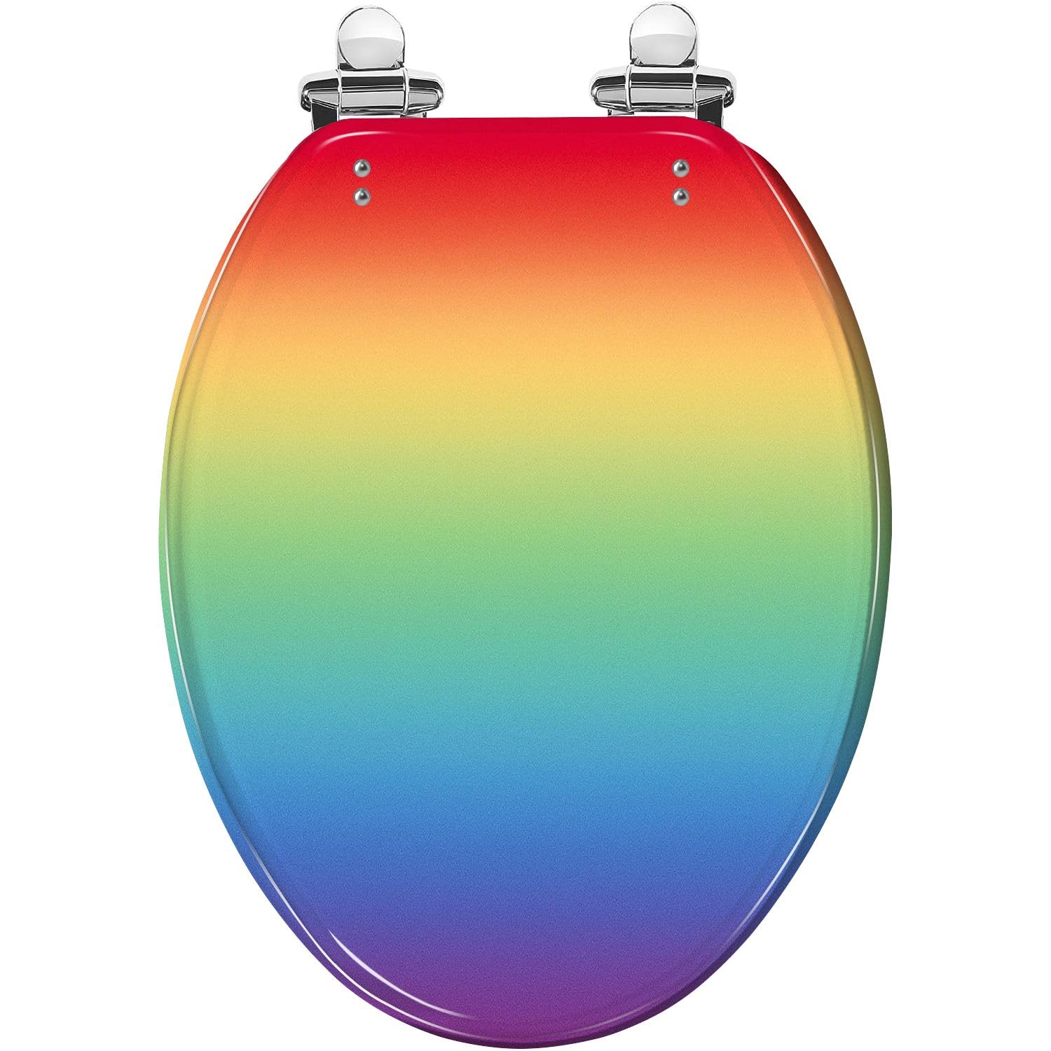 Elongated Rainbow Resin Toilet Seat with Slow Close Lid and Quick-Release Hinges(Multi2,18.5x14.5)