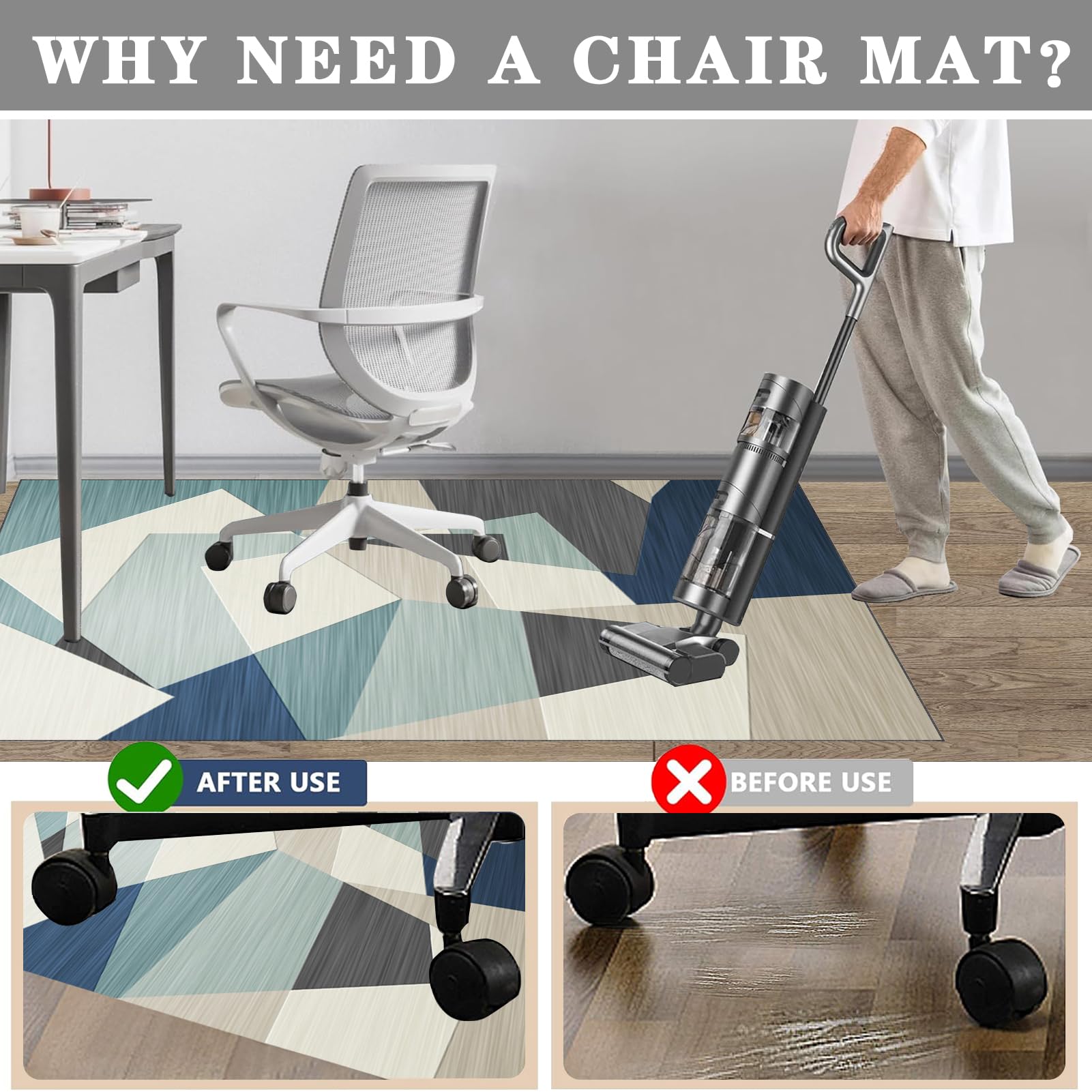 JaevKwzy Chair mat for Hard Floors Heavy Duty Office Chair Mats for Carpeted and Hardwood Floor Carpet Protector Chair Mat Floor Mats Wood/Tile Protection Mat for Office & Home 80 x 120 cm - Image 4