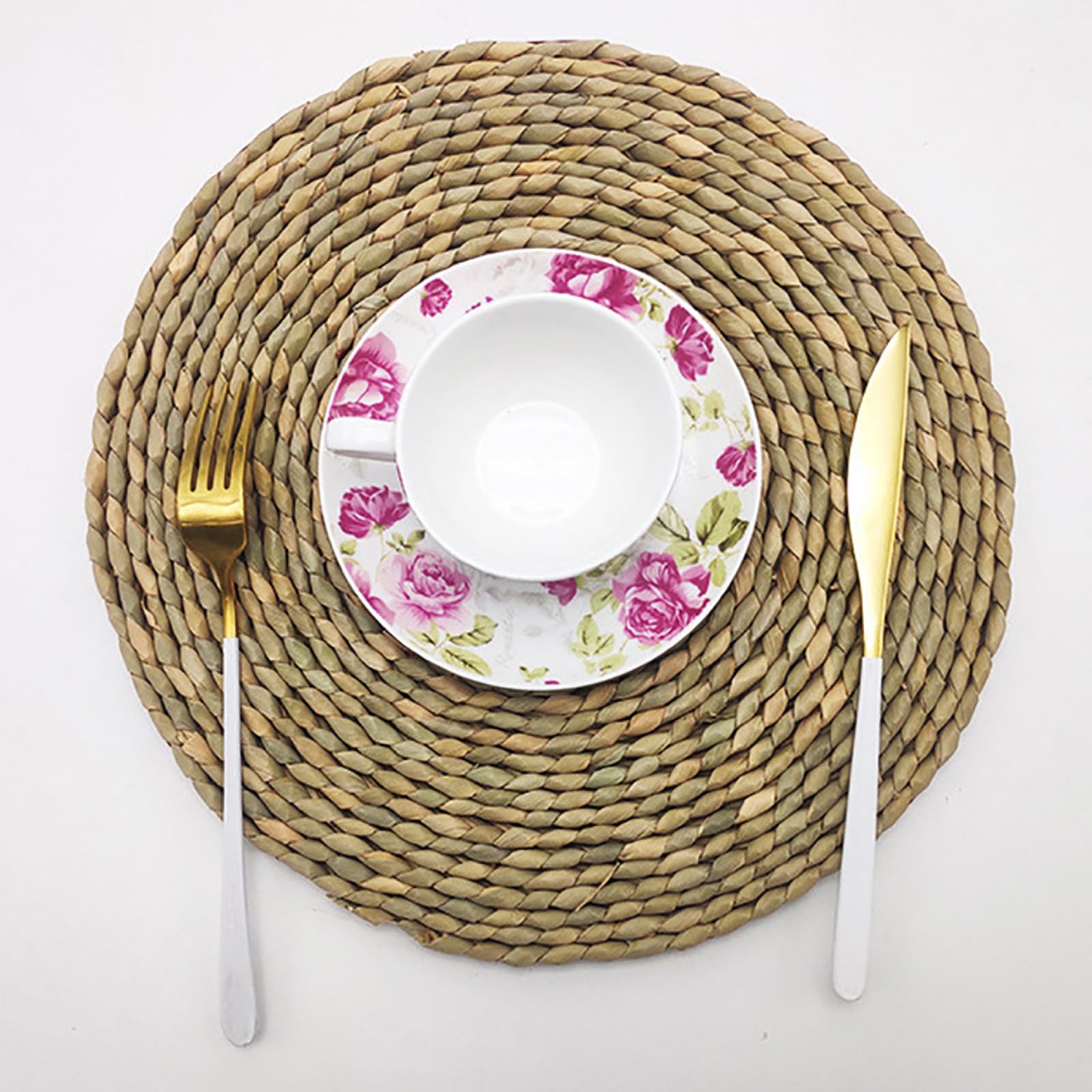 Décoration de Table, Sets de Table, Tapis de Cuisine/Salle à Manger Rond en Fibres Naturelles tressées, résistant, Style Ferme, pour Les fêtes