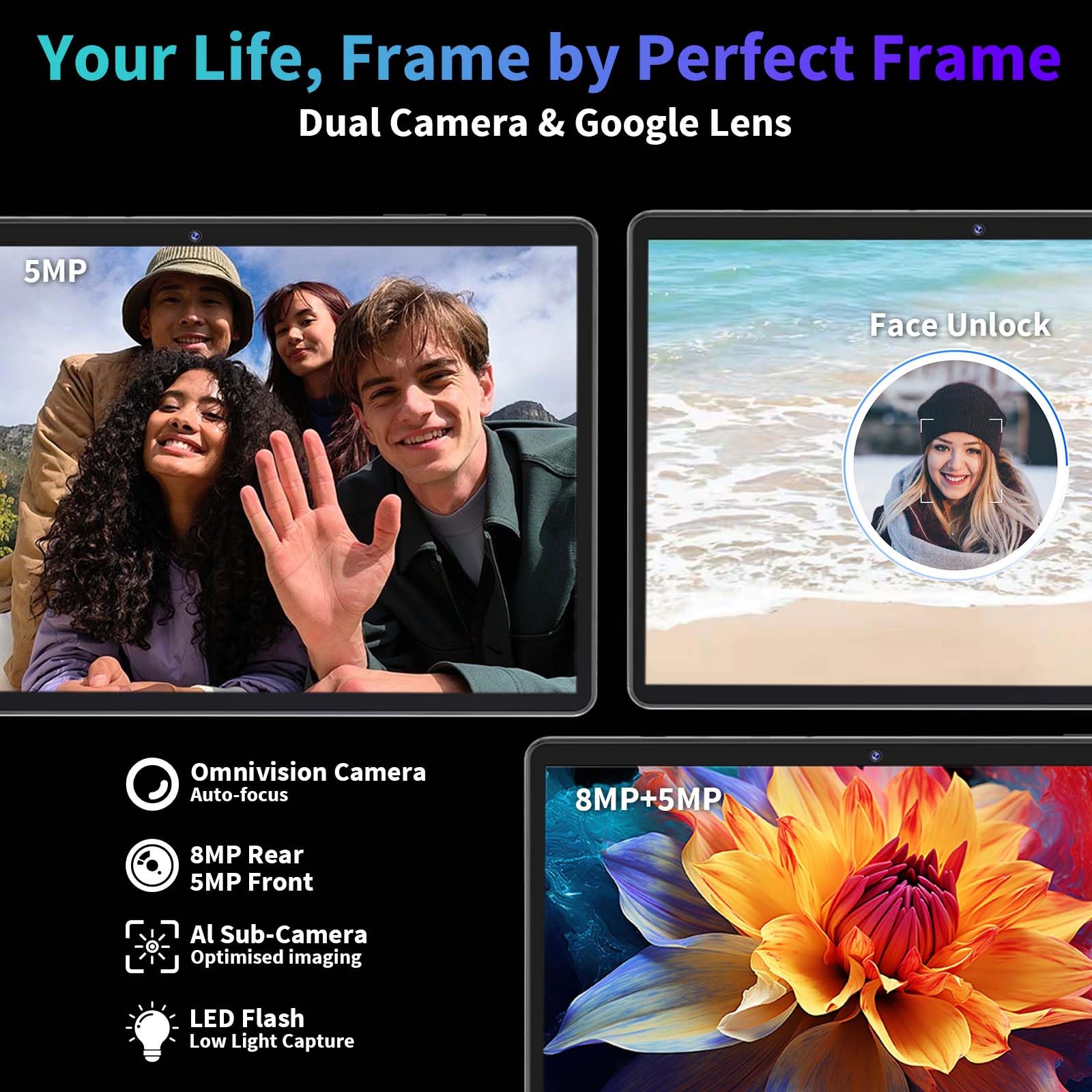 2025 Android 15 Tablet with Keyboard, 26GB(6+20)RAM+256 Storage(Expand to 2TB), 8000mAh Battery, Widevine L1, 10 Inch 2-in-1 Tablets with 5G/2.4G WiFi, BT5.0, GMS Certified, Mouse, Case, Stylus(Black)