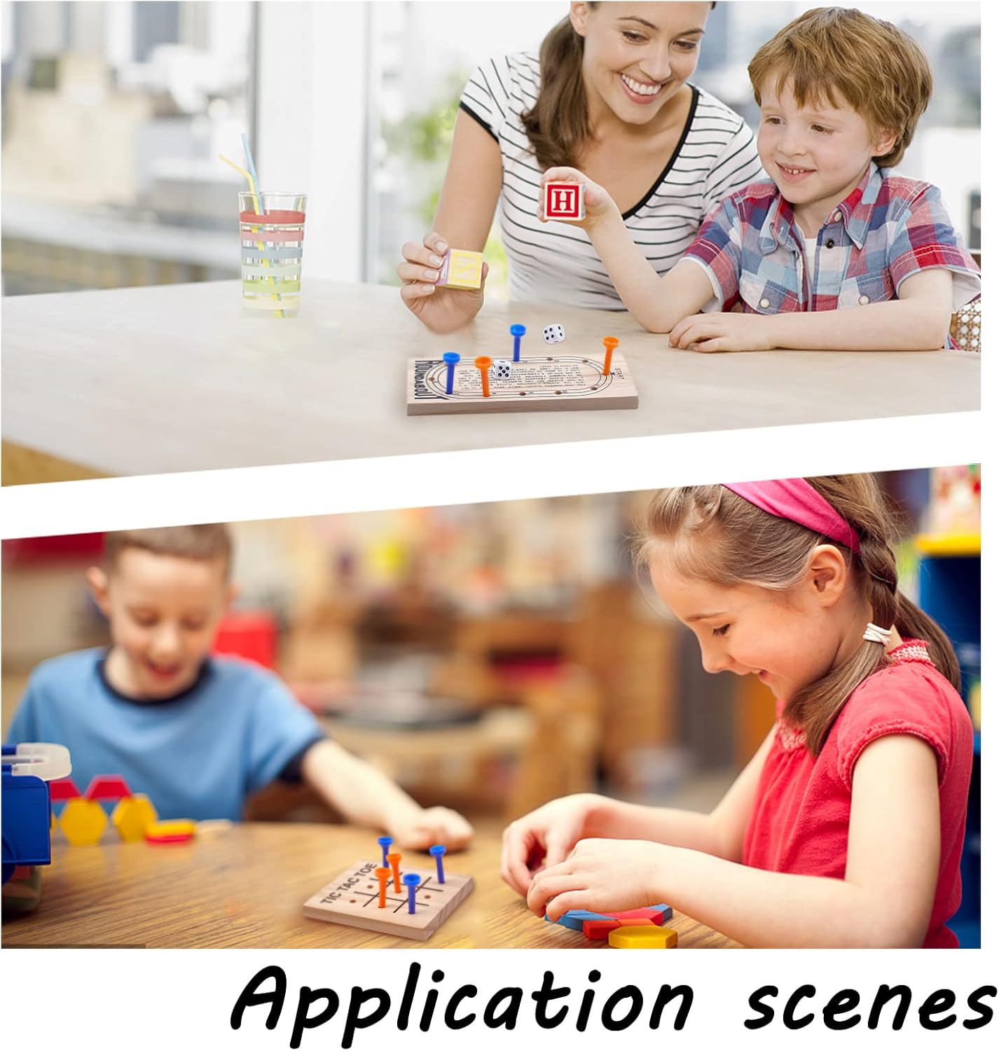 Family Friendly Wooden Peg Board Game Set with Plastic Pieces