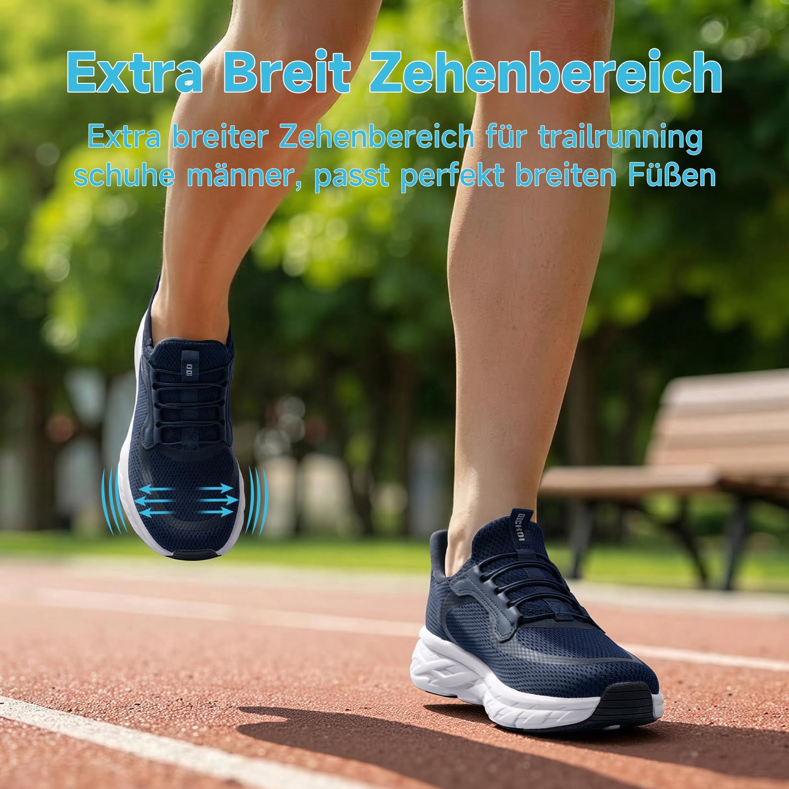 ODCKOI Slip On Sneaker Herren Laufschuhe & Turnschuhe Bequeme Slip In Schuhe mit elastischen Schnürsenkeln Mesh Leichte Atmungsaktive Freizeitschuhe für Alltag & Indoor