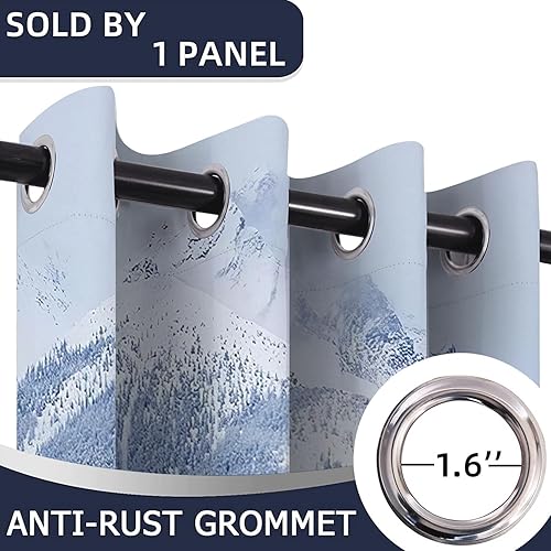 Miniatura 10 de Cortinas opacas para puerta de bosque brumoso para puertas, madera de pino natural, cortina opaca para armario de dormitorio de niños, con ojales,