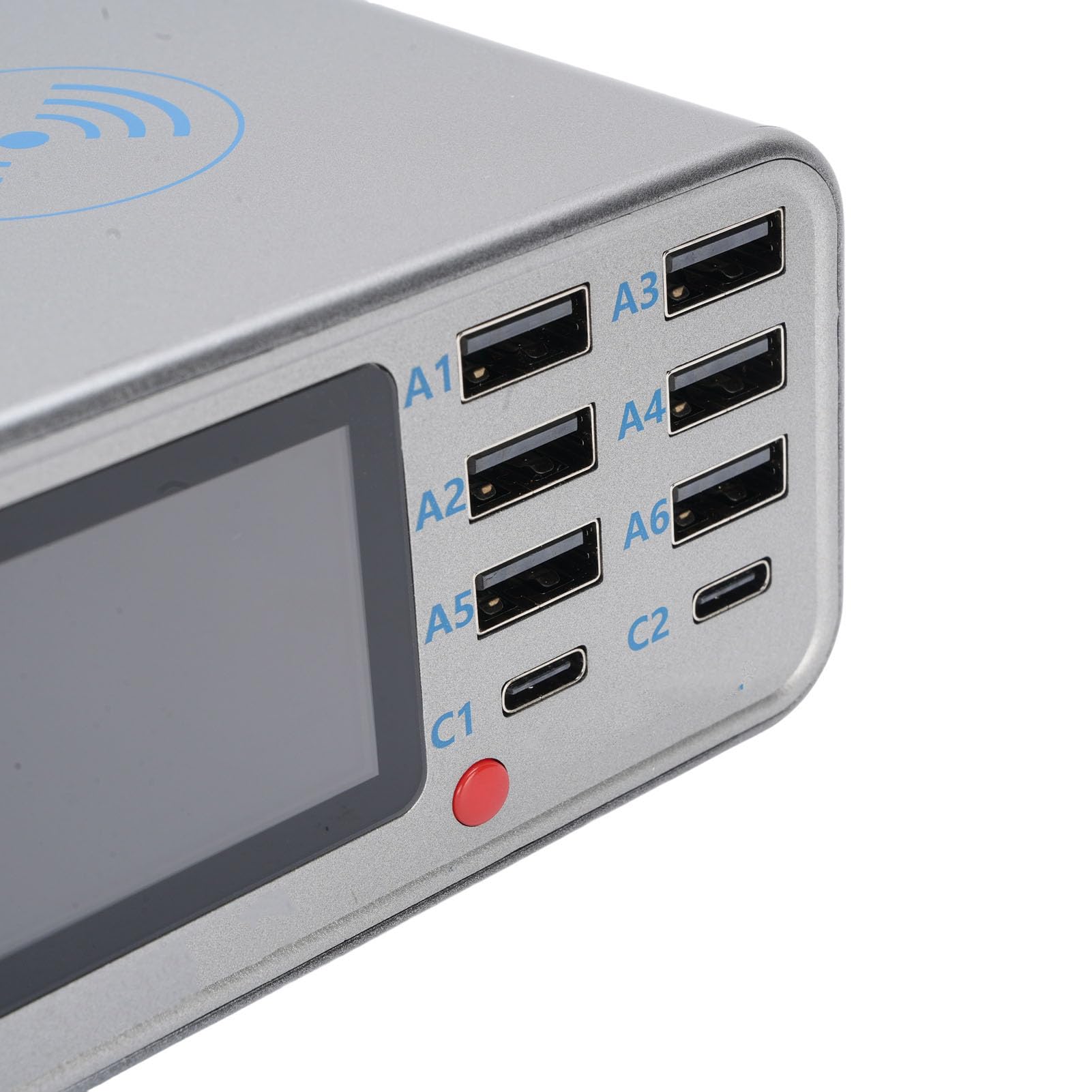 Fabater Estación de Carga Rápida USB de 8 Puertos de 100 W con Carga Inalámbrica para Teléfonos Inteligentes y Tabletas en la Oficina en Casa (Enchufe de la UE)