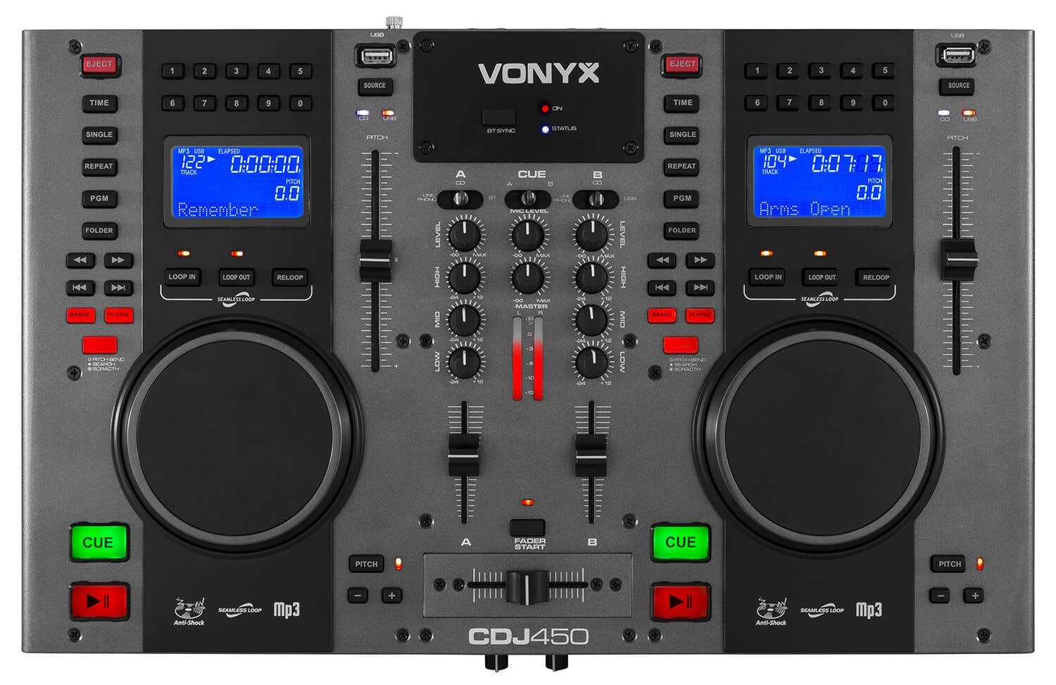 Vonyx CDJ450 DJ-Konsole – Doppel-Deck CD/USB/MP3-Player mit integriertem Mixer, Bluetooth, Jogwheels & Effekten | Set inkl. Kopfhörer, Mikrofon & Kabel