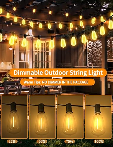 Miniatura 2 de Guirnalda de luces LED para exteriores de 400 pies inastillables para patio con 212 bombillas ST38 vintage impermeables (12 de repuesto), luces