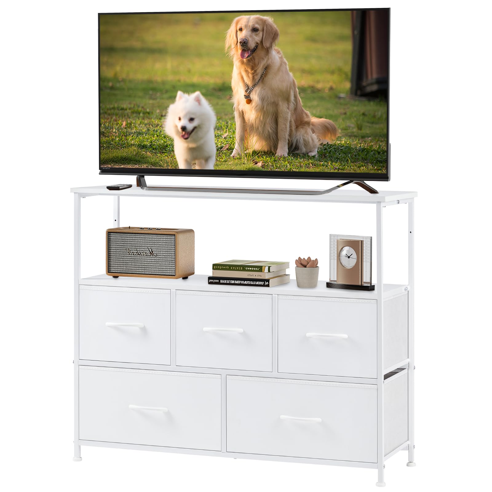 View 1 of **PARTS ONLY** DUMOS TV Stand Dresser with 5 Drawers