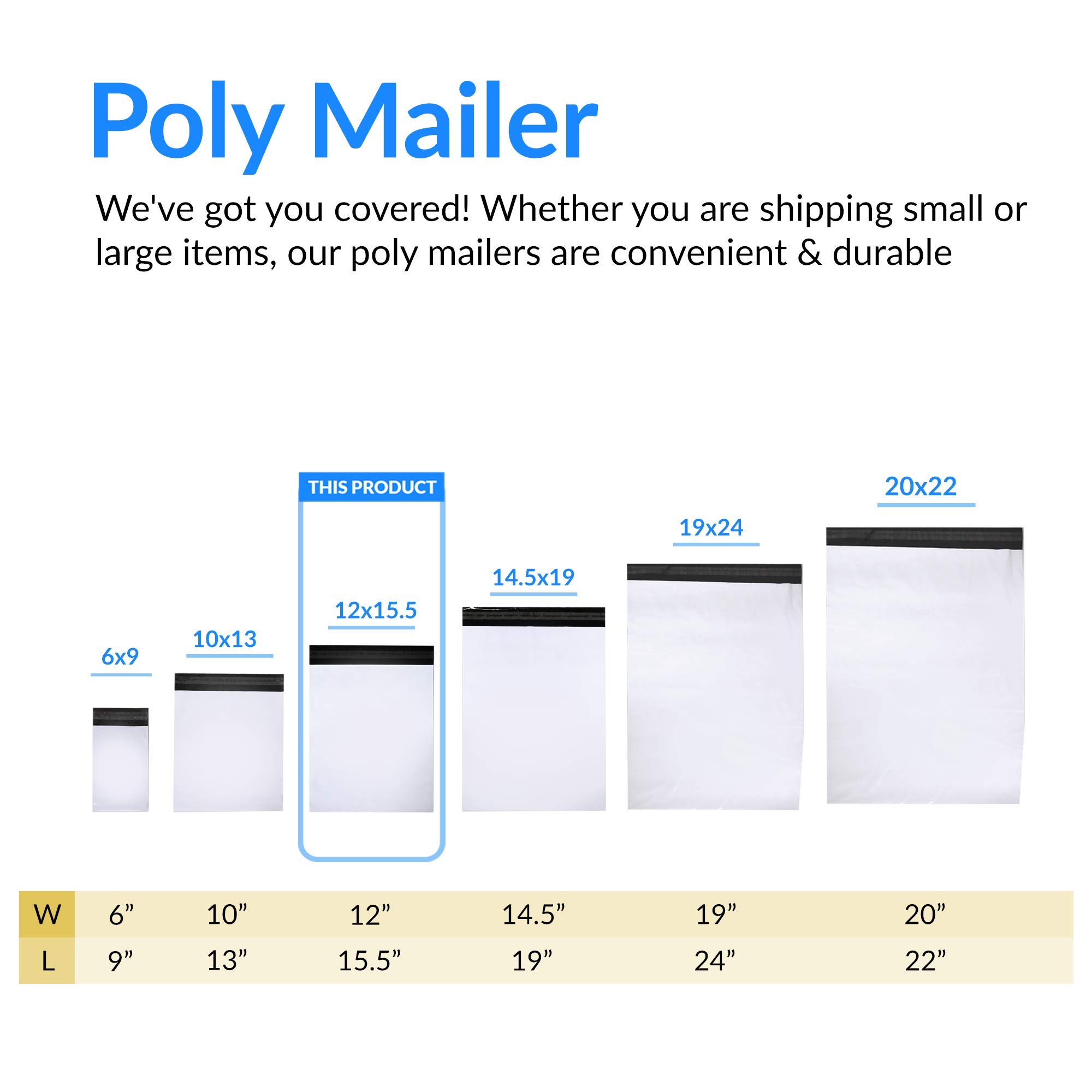 Reli. Poly Mailers 12x15.5 | 500 Pcs Bulk | Shipping Envelopes / Shipping Bags | White Packaging Bags for Shipping | Non-Padded Polymailers, Self Sealing Mailing Bags for Clothing, Bulk (White)