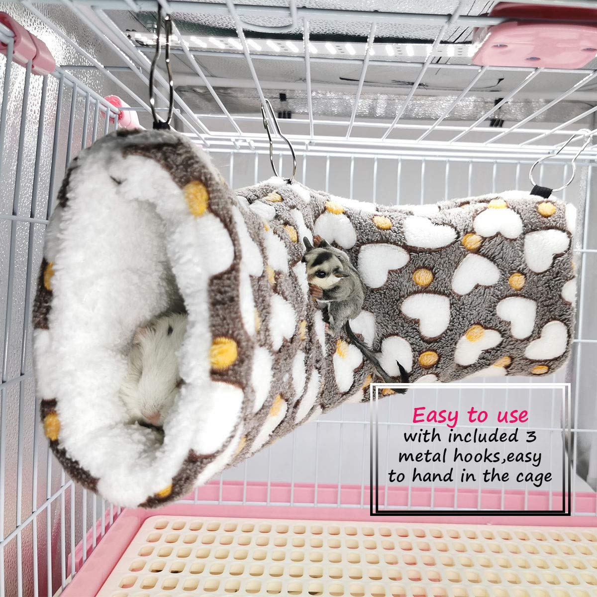 LEFTSTARER Hängetunnel für Kleintiere, Frettchen Hängematte Käfig Zubehör Zuckergleiter Spielzeug Hamster Bettwäsche für Chinchilla Eichhörnchen Meerschweinchen Ratten Spielzeug