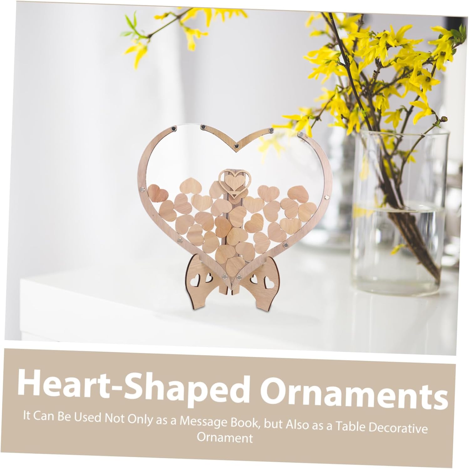 LIFKOME 1 Set Wooden Heart Guest Book Frame Unique Wedding Sign Book Table Decor Heart Shaped Design for Capturing Messages Meticulously Crafted for Celebrations and Home Decor