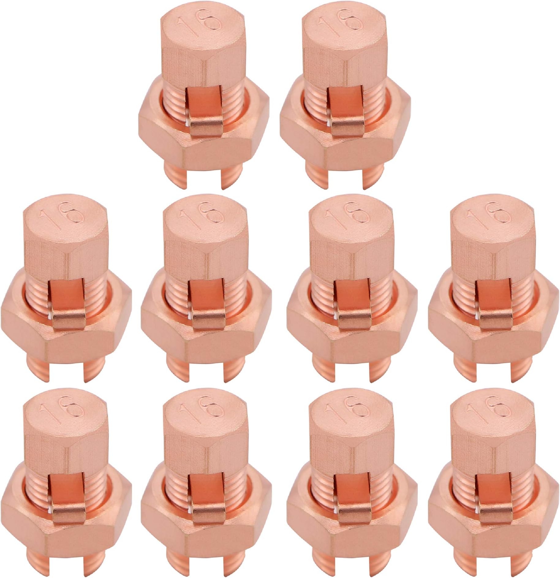 Fuzbaxy10PCS Solid Copper Split Bolt Connector,Ground Wire Clamp-6AWG
