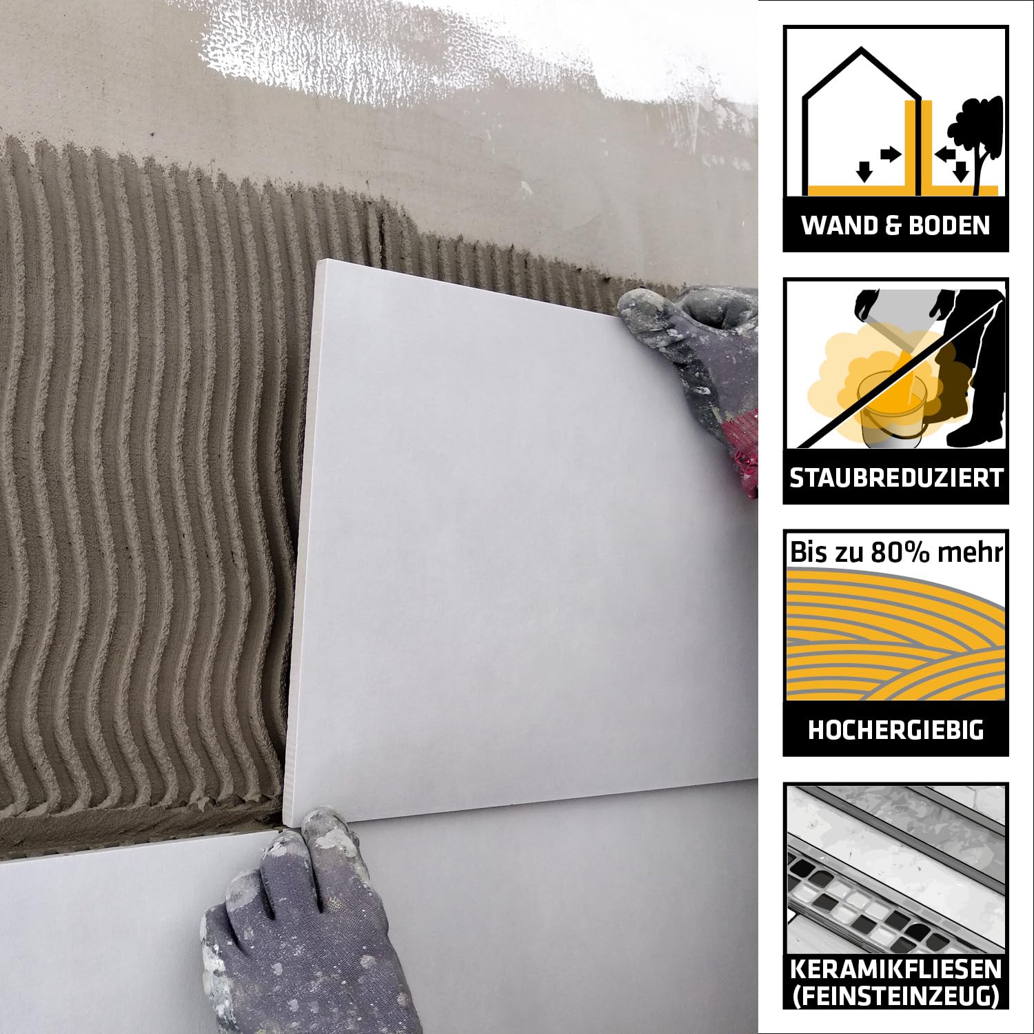SIKA - Fliesenkleber - SikaCeram-290 Starlight - Grau - 15kg | Für Wand und Boden - Innen & Außen - Geeignet für Großformate - Frostsicher - Starke Haftung