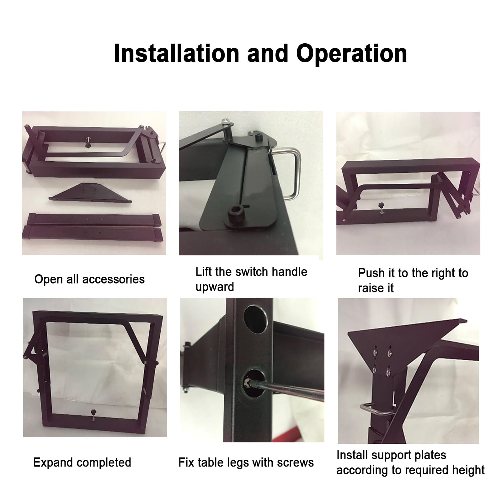 Accesorios de Soporte de Mesa para Vehículos Recreativos, Base de Mesa de Metal Plegable, Resistente a la Oxidación, Patas de Mesa Ajustables, para Caravanas para el Hogar para Yates ( Color : Black )