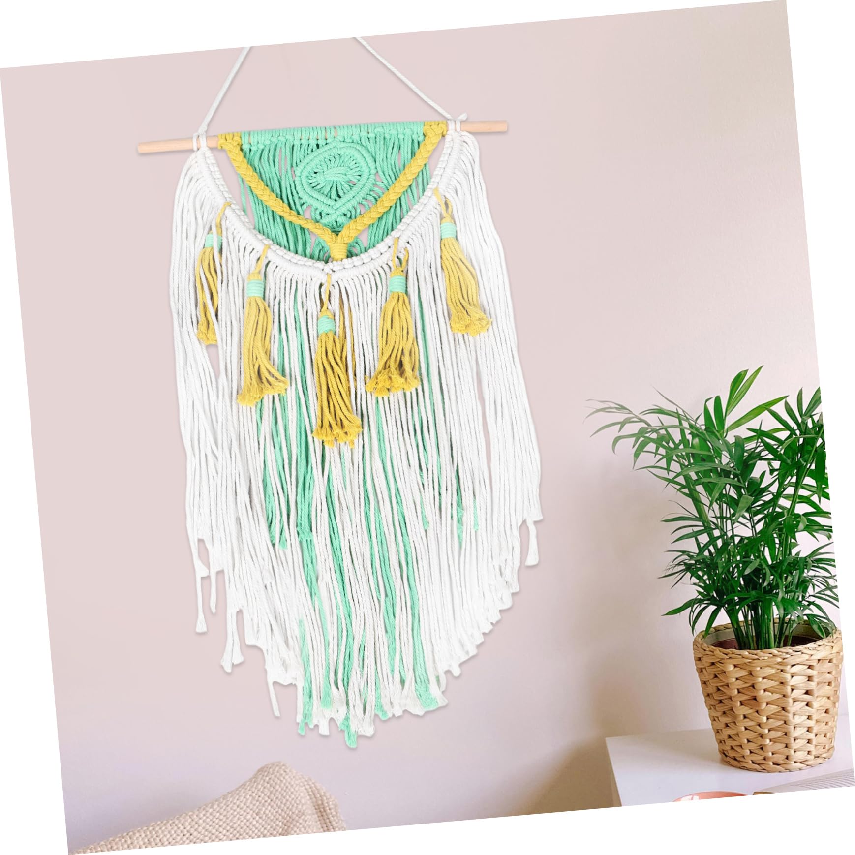 Alipis Gewebte Wanddekoration im Boho-stil Makramee-webteppich aus Baumwollseilen Natürliche Textur für Wohn- und Schlafzimmer Handgefertigt