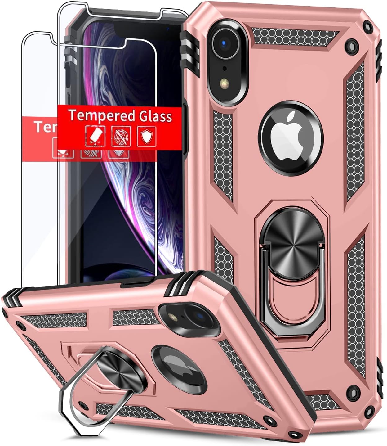 SunStory Compatible for iPhone XR Case with Tempered Glass