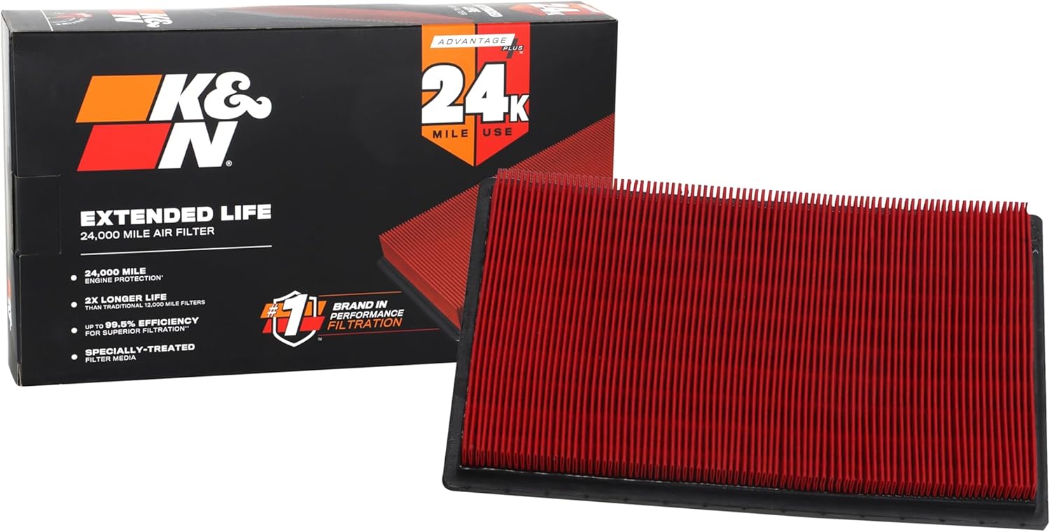 K&N Engine Air Filter: Extended Life 24,000 Mile Replacement Air Filter: Compatible with 2000-2020 NISSAN PATHFINDER V6-3.5L F/I, KNX-2031