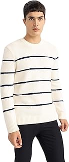 بلوفر تريكو للرجال بقصة عادية ورقبة ضيقة وأكمام طويلة من ديفاكتو، B8887AX