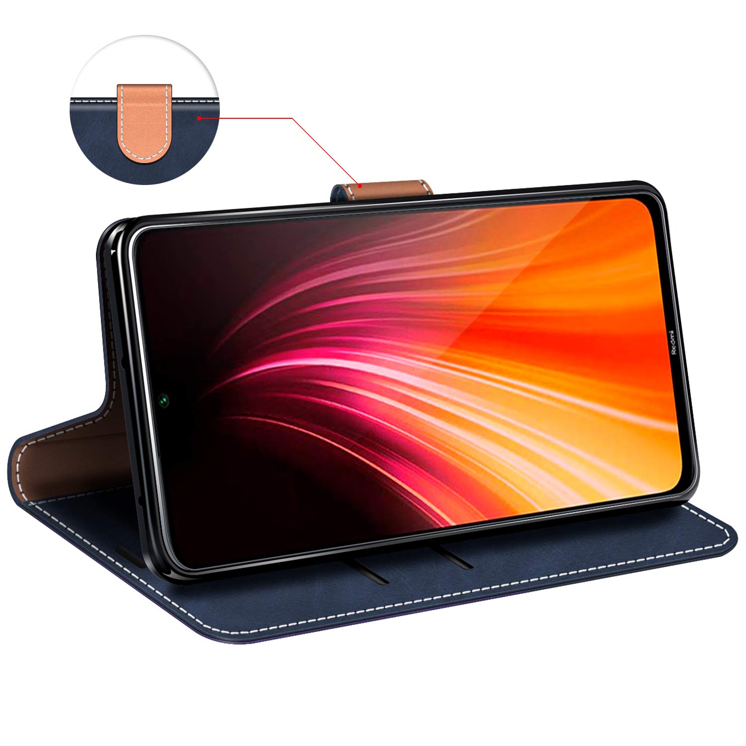 MOBESV Leder-Klapphülle Für Xiaomi Redmi Note 8 / Note 8 2021 – Mit Kartenfach & Ständerfunktion | Flip Case In Dunkelblau/Violett