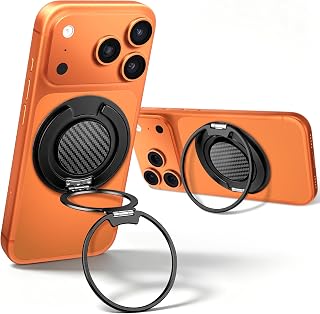 【0.35cm薄型・25g軽量】Calina 縦横自由の卓上スマホスタンド 柔らかなTPU素材スマホリング両面マグネット仕様のMagSafe対応リング