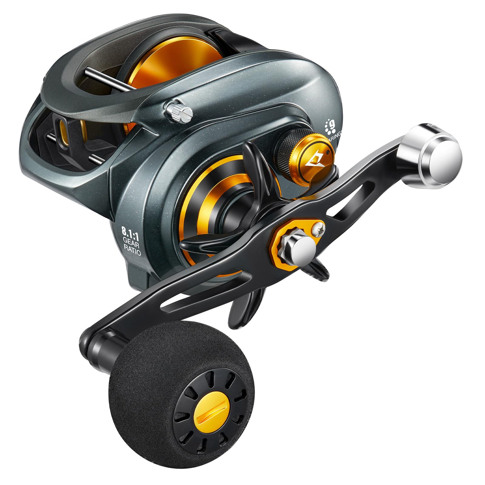 Piscifun Alijoz 400 Baitcaster Fishing Reel, 38Lbs Max Drag Aluminum Alloy Frame Baitcasting Reel, Available in 6.6:1/8.1:1 Gear Ratio, Freshwater and Saltwater Low Profile Casting Reel for Musky