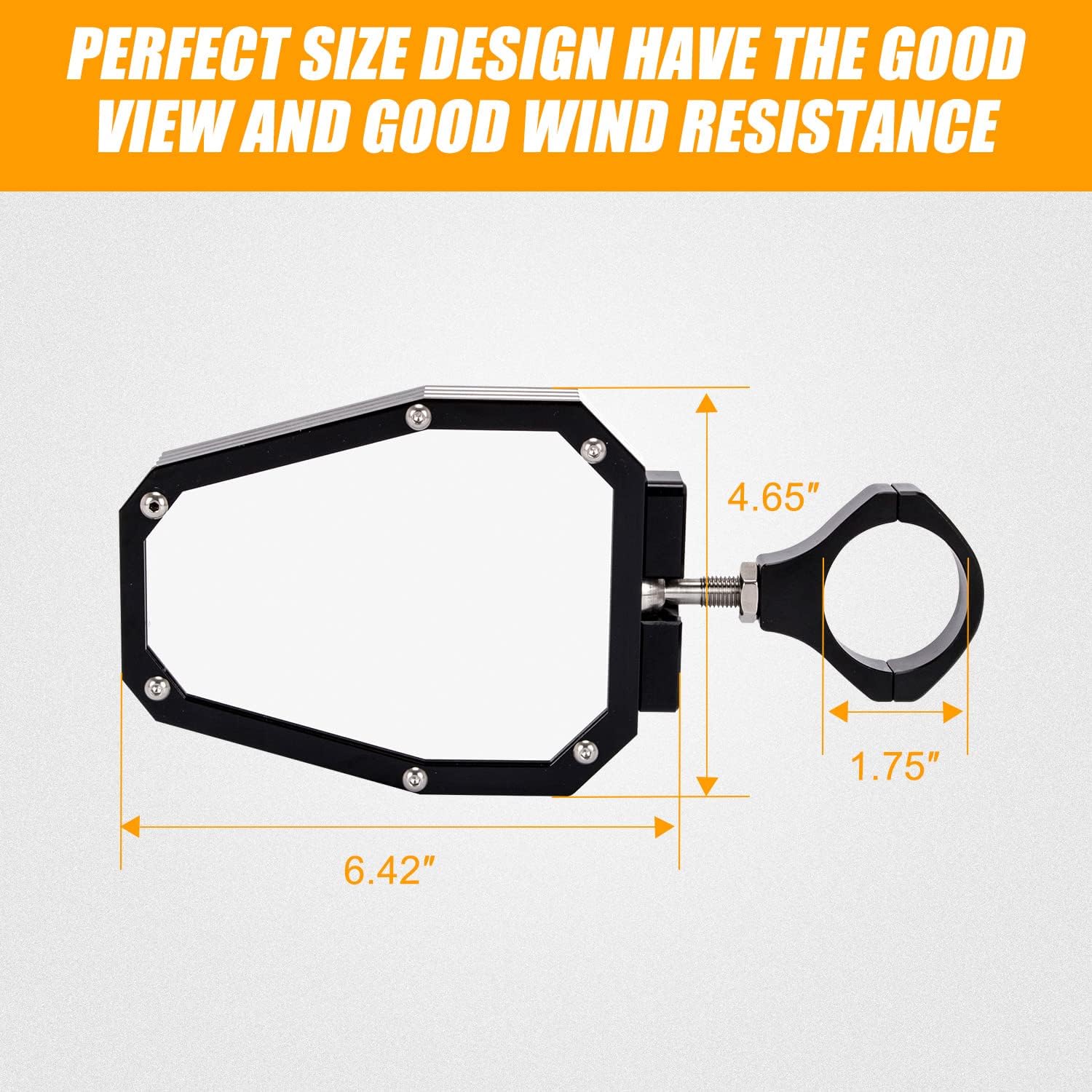 1.75 Inch UTV Off Road Wing mirror RZR Side View Mirror with Ball Joint Compatible with Polaris RZR 800 900 1000 General Ranger Rhino Can am X3 Pioneer 1000
