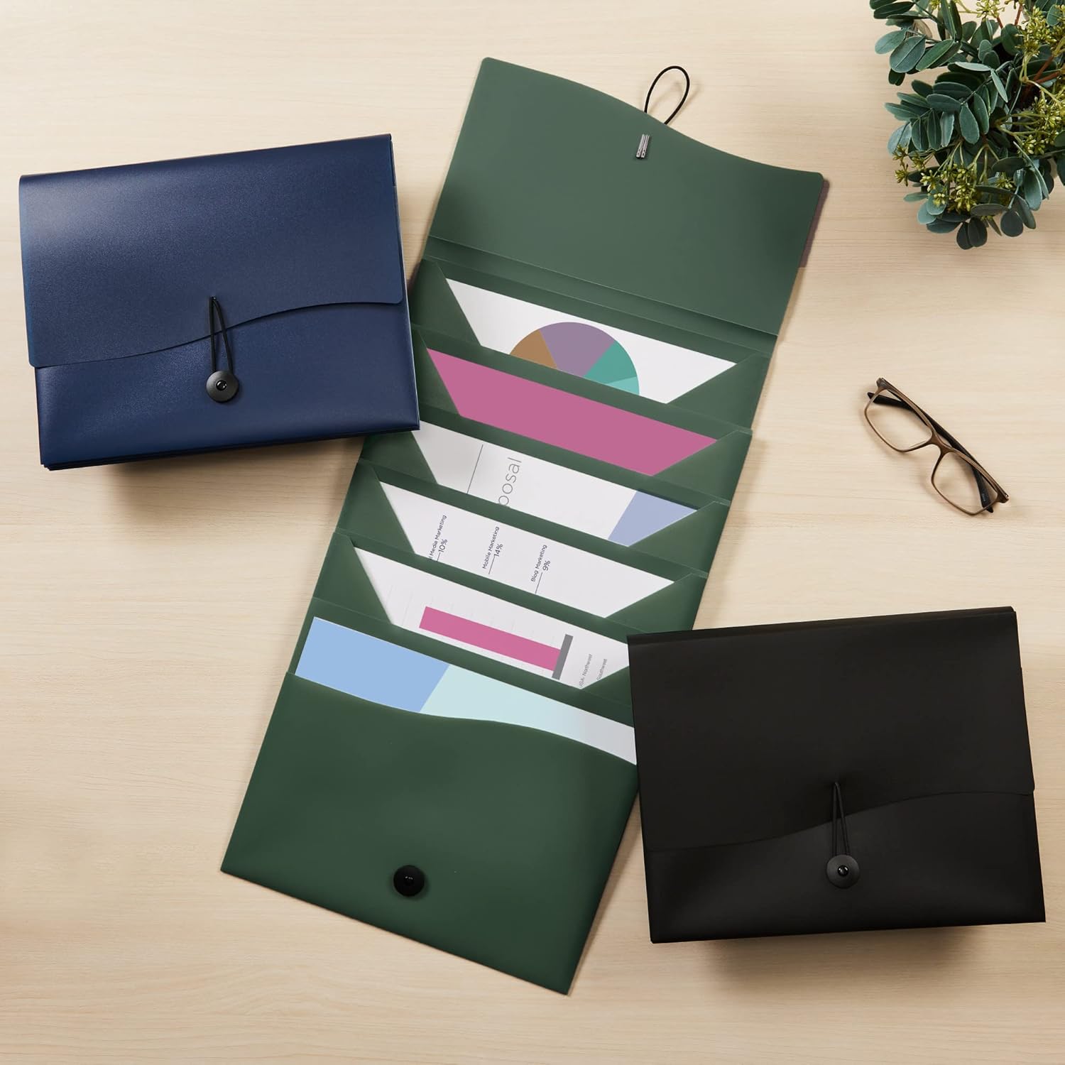 Avery Slide & View Expanding File Folder, 6 Pockets, Letter Size, 1 Navy Folder (73545)