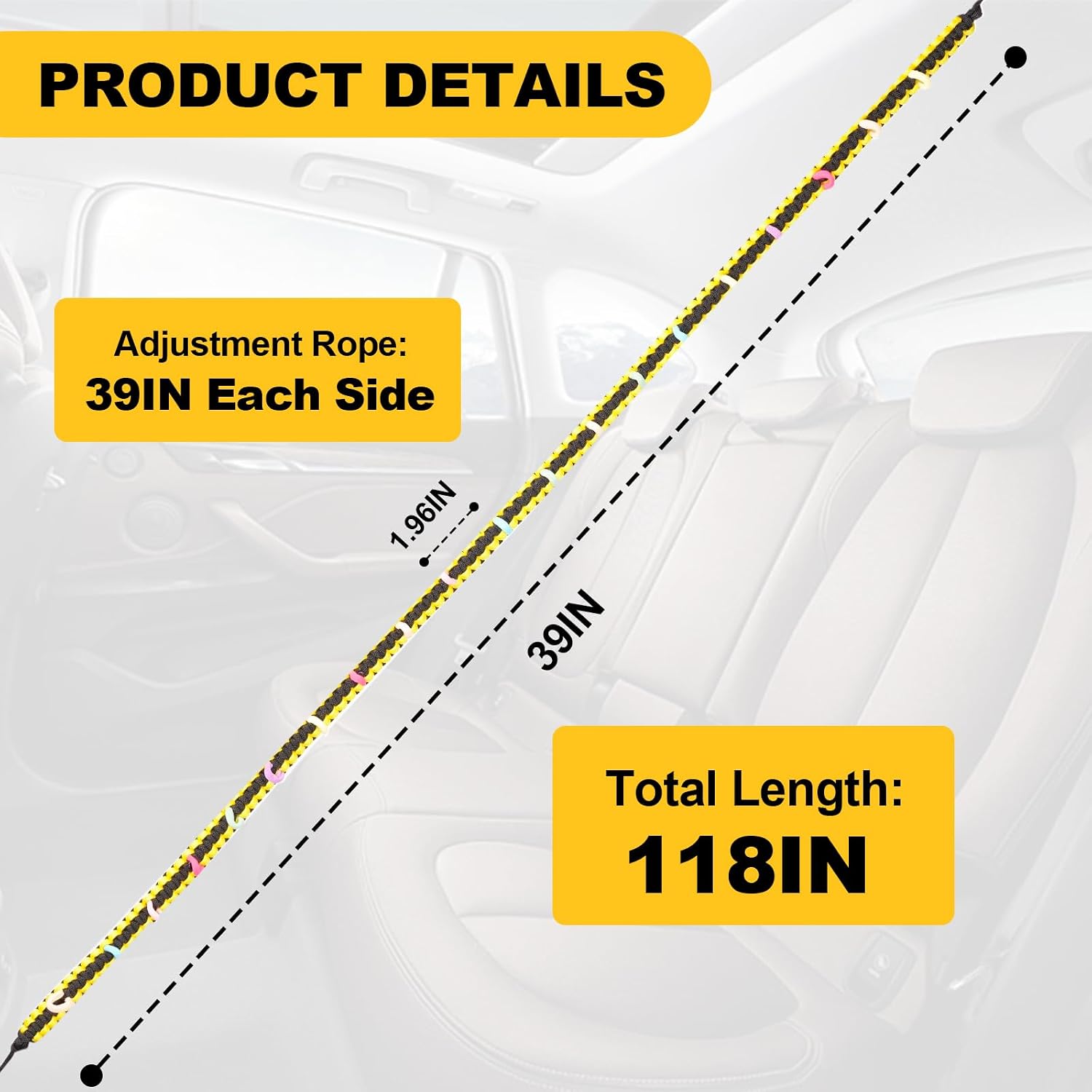 Rislobx Duck Holder for Wrangler TJ JK JL, Elastic Ducks Holder Compatible with Gladiator JT, Paracord Ducks Display Fixed Mount, Hold 40 Ducks (Black Yellow)