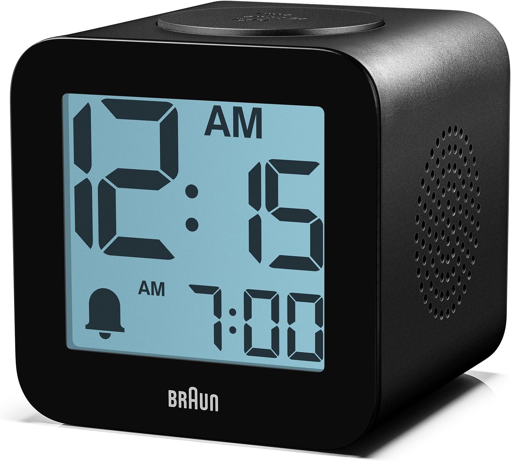 Braun Digital Speaking Alarm Clock with Snooze, Positive LCD Display, Spoken Setting Options, Crescendo Beep Alarm in Black, model BC25BP