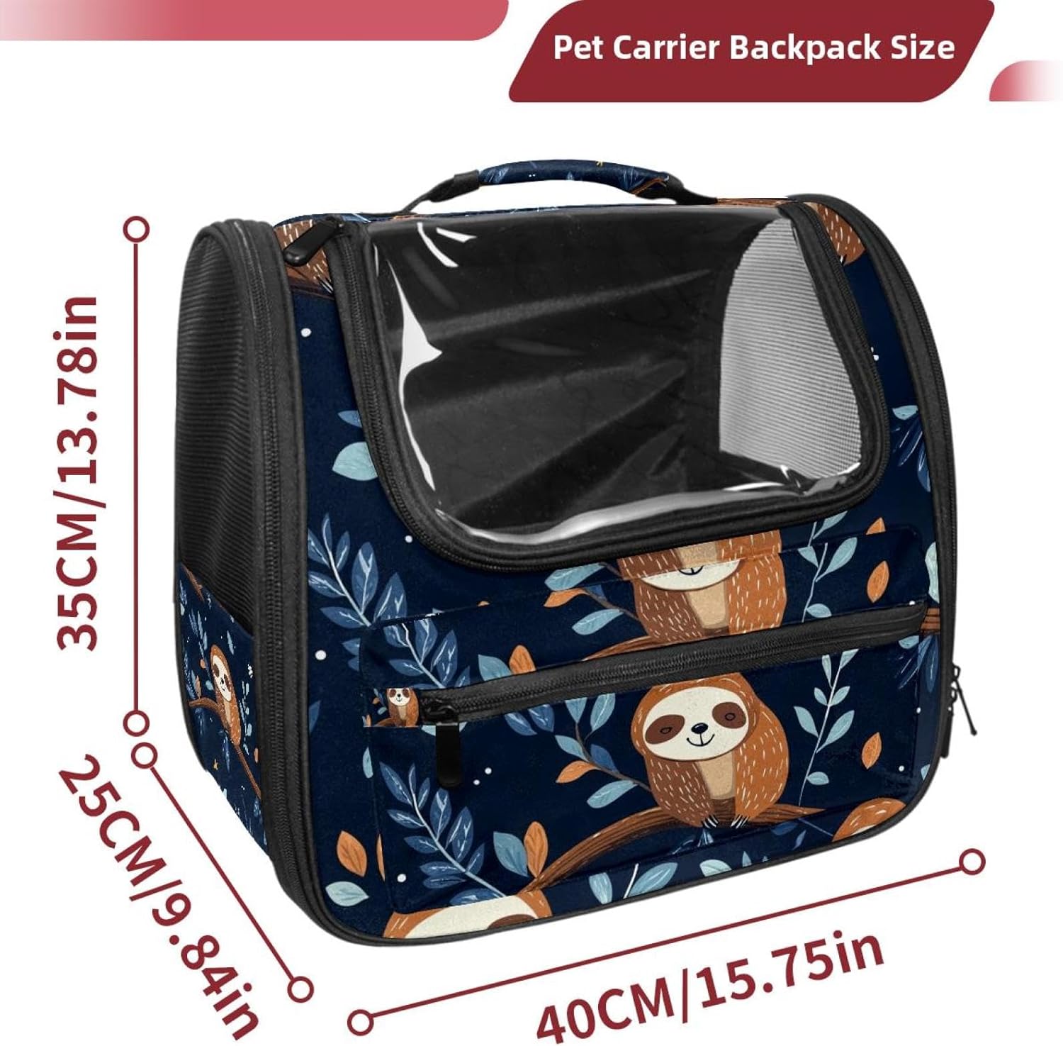 Funny Sloths Pet Carrier Airline Approved Soft Sided Portable Cozy Travel Pet Bag, Car Seat Safe Carrier for Cats and Dogs