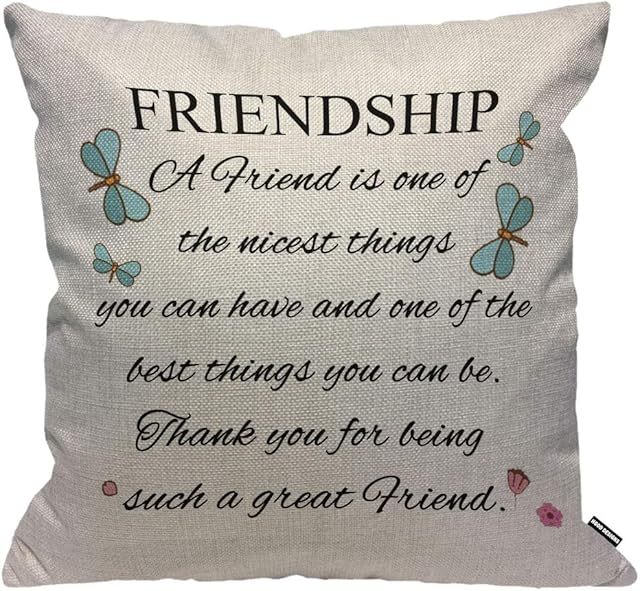 HGOD DESIGNS Cushion Cover Friendship Quotes A Friend is One of The Nicest Things Gift To Friends,Throw Pillow Case Home Decorative for Living Room Bedroom Sofa Chair 18X18 Inch Pillowcase 45X45cm