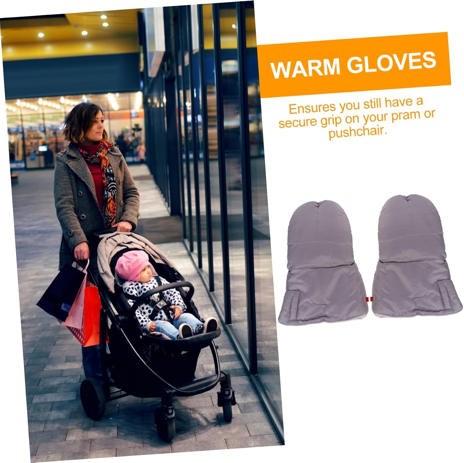 Gloves for Stroller Full Finger Fleece Winter Gloves Pushchair Hand Warmers