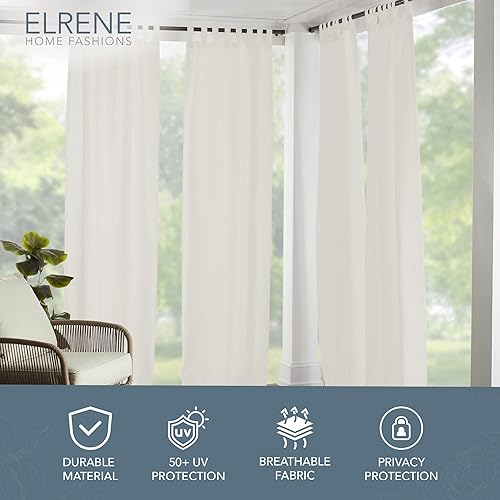 Miniatura 10 de Elrene Home Fashions 026865643039 - Cortina de ventana para interiorexterior con solapa sólida en la parte superior