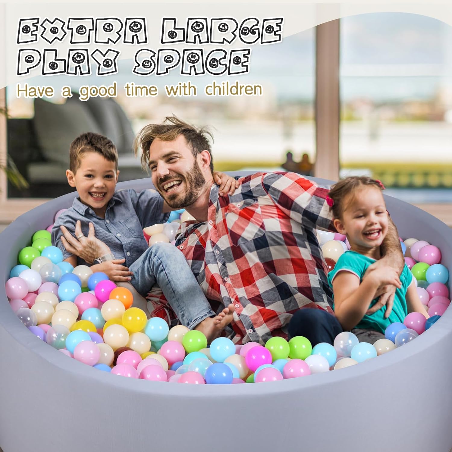 Foam Ball Pit for Kid, Kids Soft Ball Pit,Kiddie Balls PoolIdeal Gift Toys for Children, 47 Inch