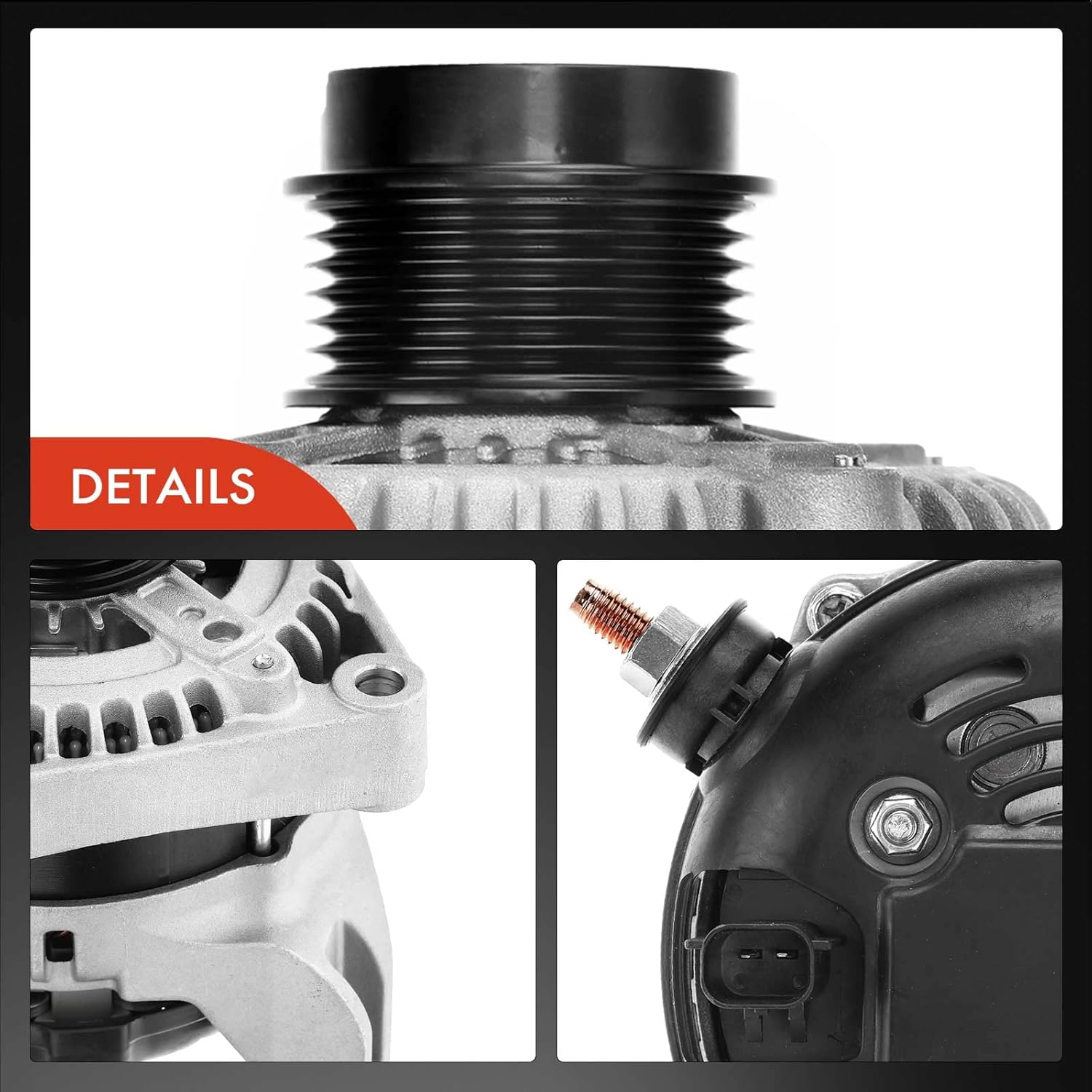 A-Premium Alternator Compatible with Dodge Grand Caravan Chrysler Town & Country 2001-2007 Voyager 3.3L 3.8L, 12V 160A Clockwise 6-Groove Pulley, Replace# LRA02543, 4210000021, 4210000022