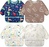 Vista 22 de Accmor 4 Pack Long Sleeve Bibs, Baby Smock Waterproof Sleeved Bib Smock for Baby Toddler 6-36 Months