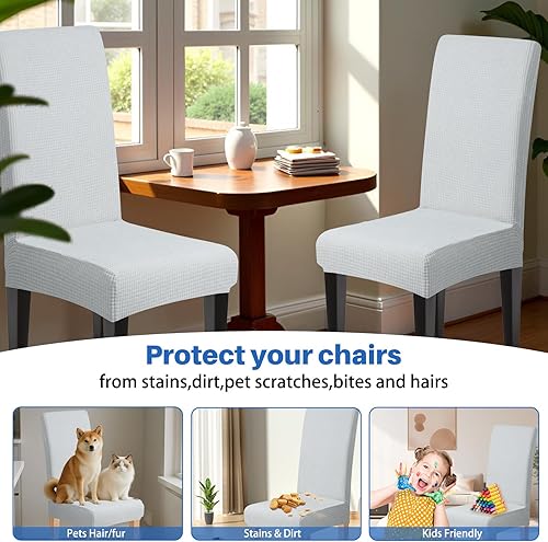 Miniatura 6 de Dioxide Juego de 6 fundas impermeables para sillas de comedor, fundas elásticas para sillas de comedor, fundas para sillas Parson, extraíbles y