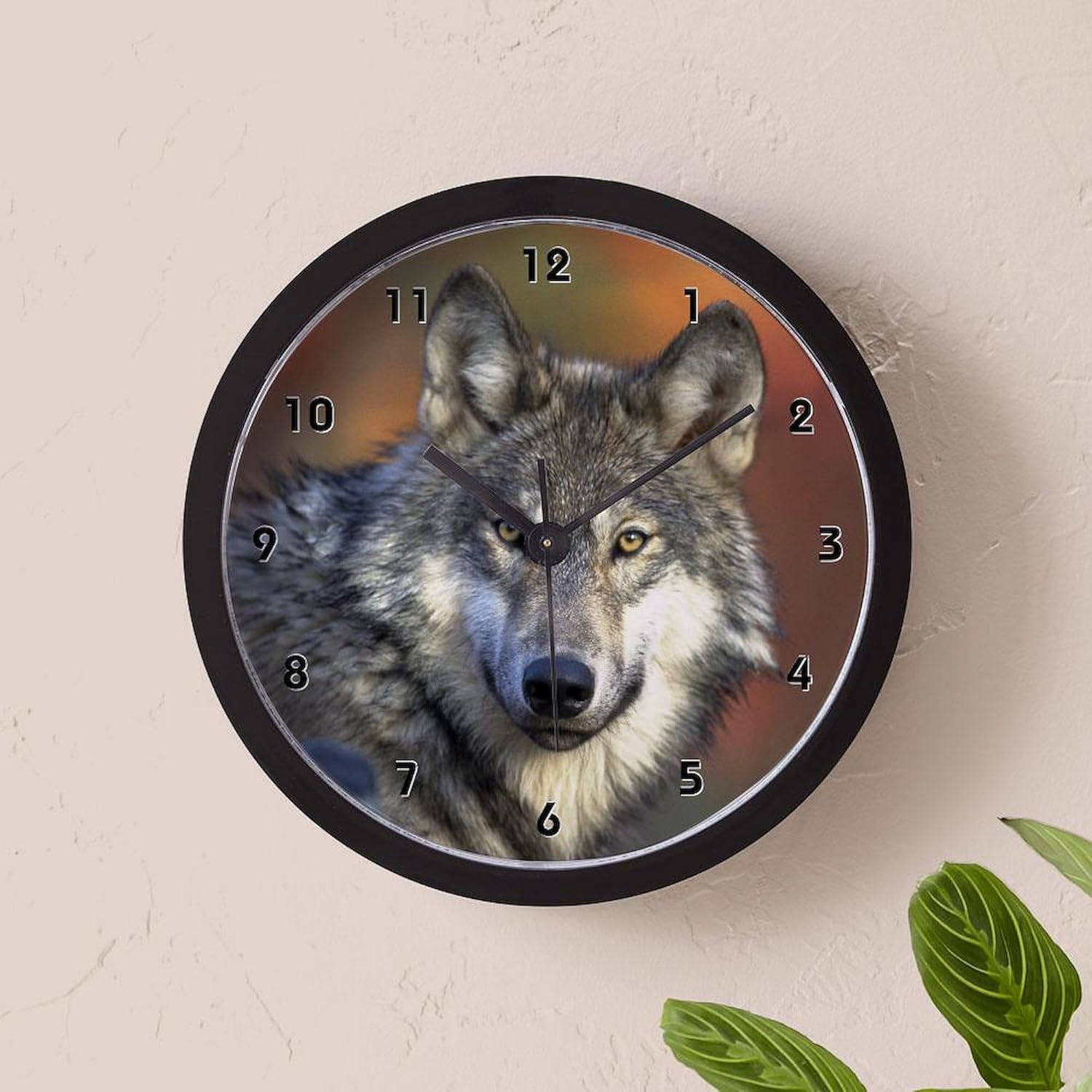 CafePress Wolf Wolves Canine Hunt Clocks 10" Wall Clock for Livingroom, Kitchen, or Office
