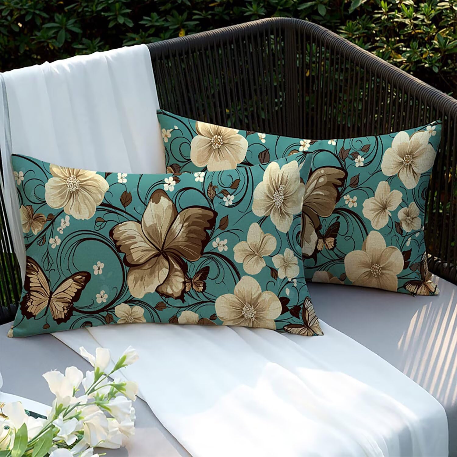 Taie d'oreiller extérieure imperméable contre humidité jardin 70x40