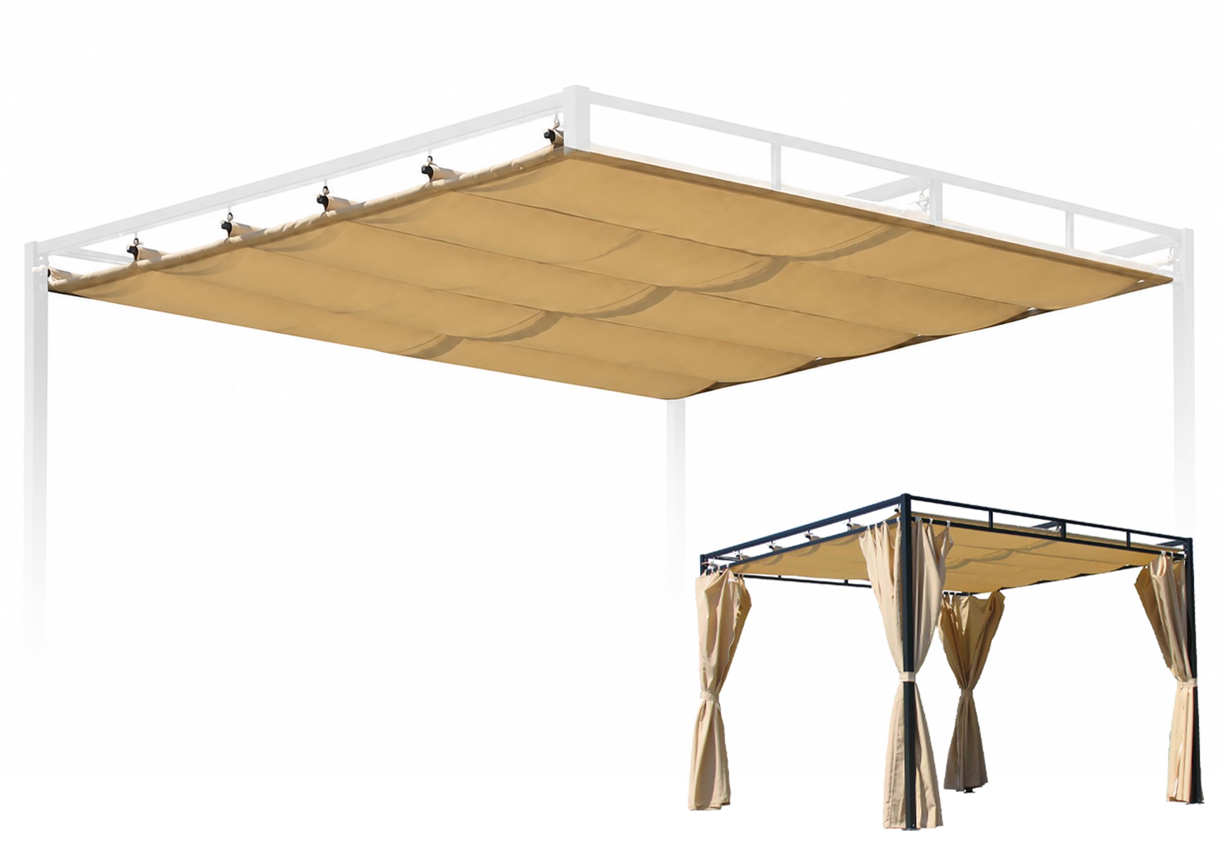 Ersatzdach für Flachdach Pergola Firenze 3x3m Pergoladach Bezug Sand