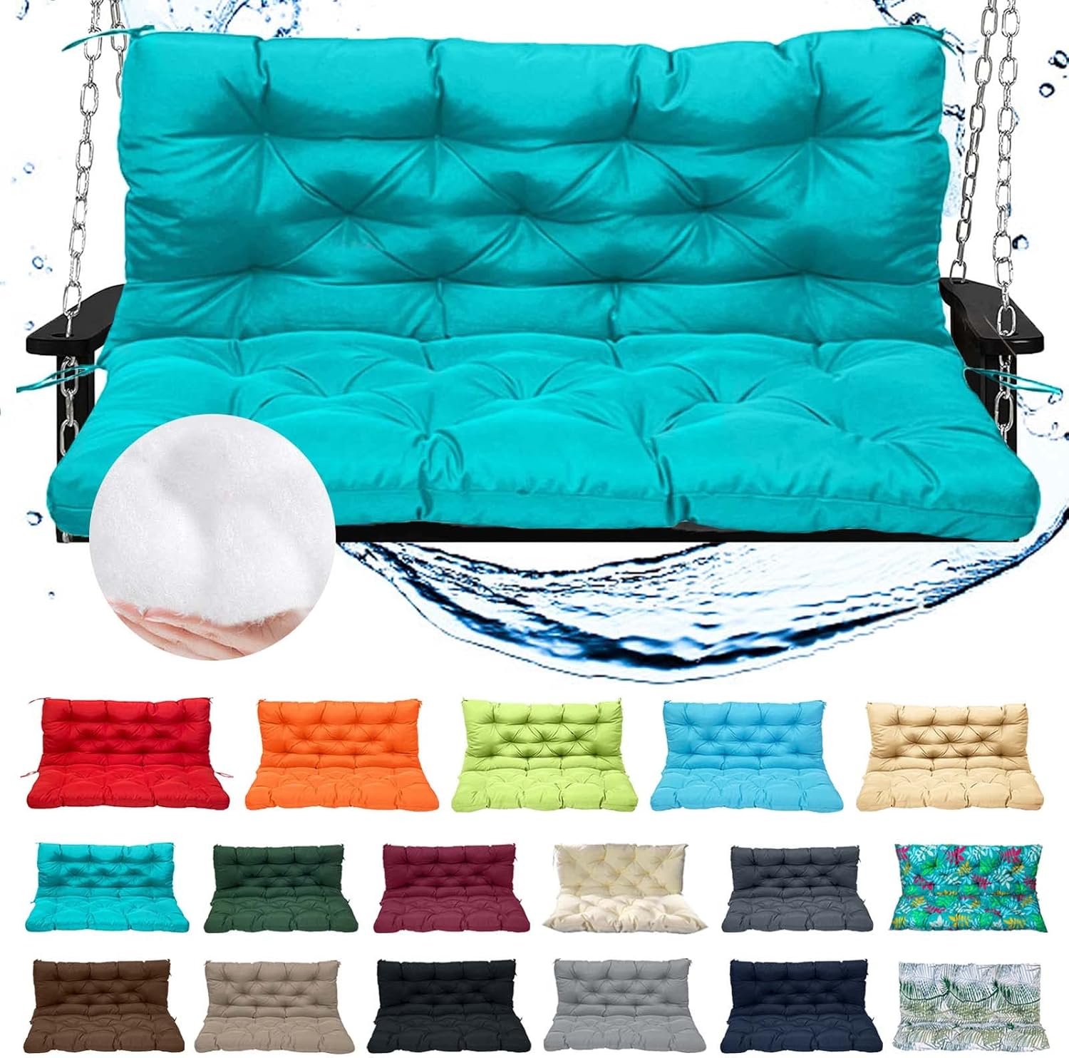 lsxlkha Outdoor Swing Cushions 3 Seater Waterproof, Swing