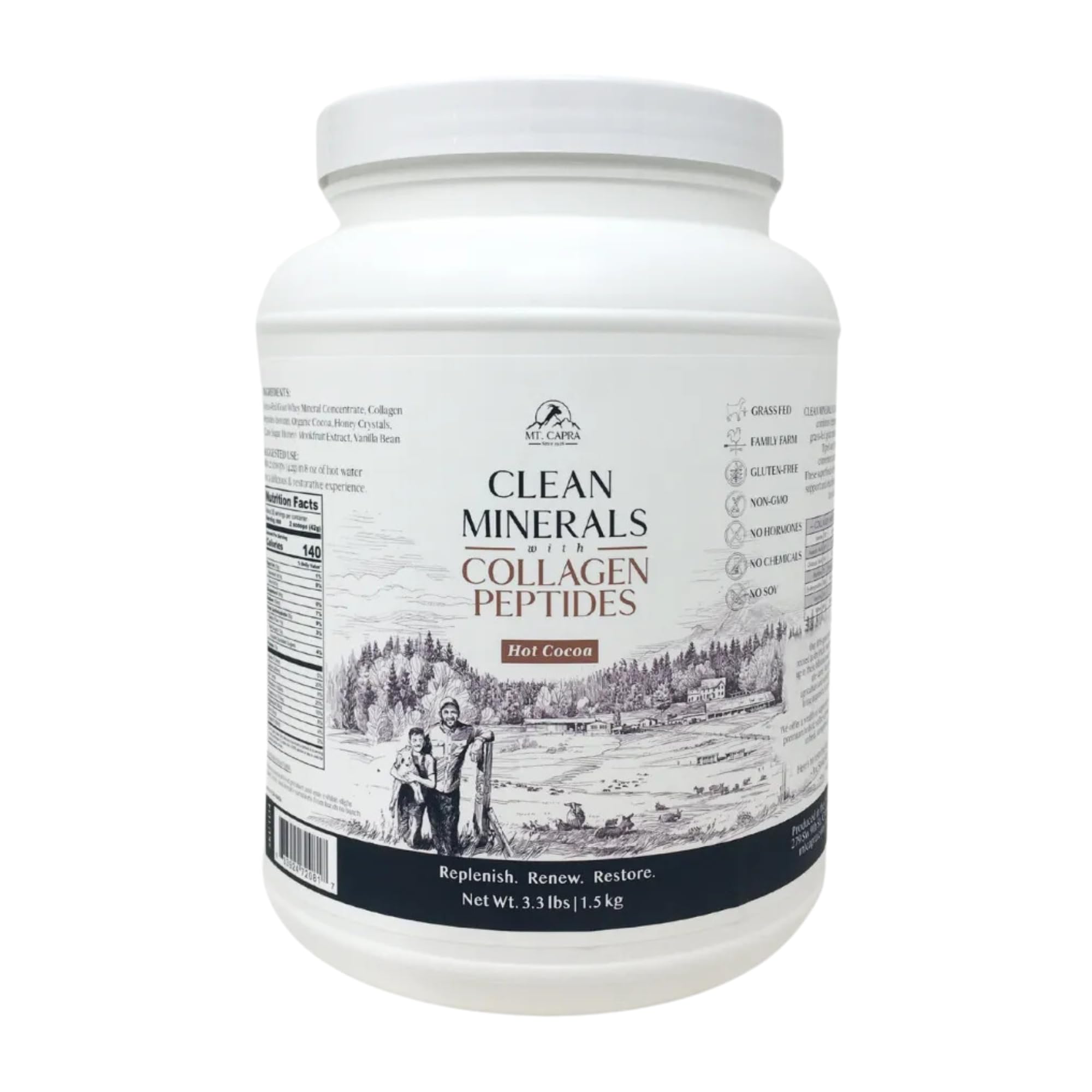 Mt Capra Clean Minerals with Collagen Peptides Healthy Hot Cocoa with Minerals from Goat Milk Whey and Grass-Fed