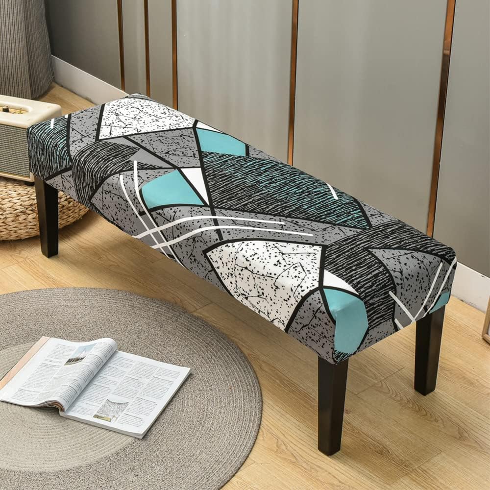 Stool Cover Rectangular Stretch Bench slipcover Bench Protector for Living Room Cover for Dining Room Stool Cover for Ottoman