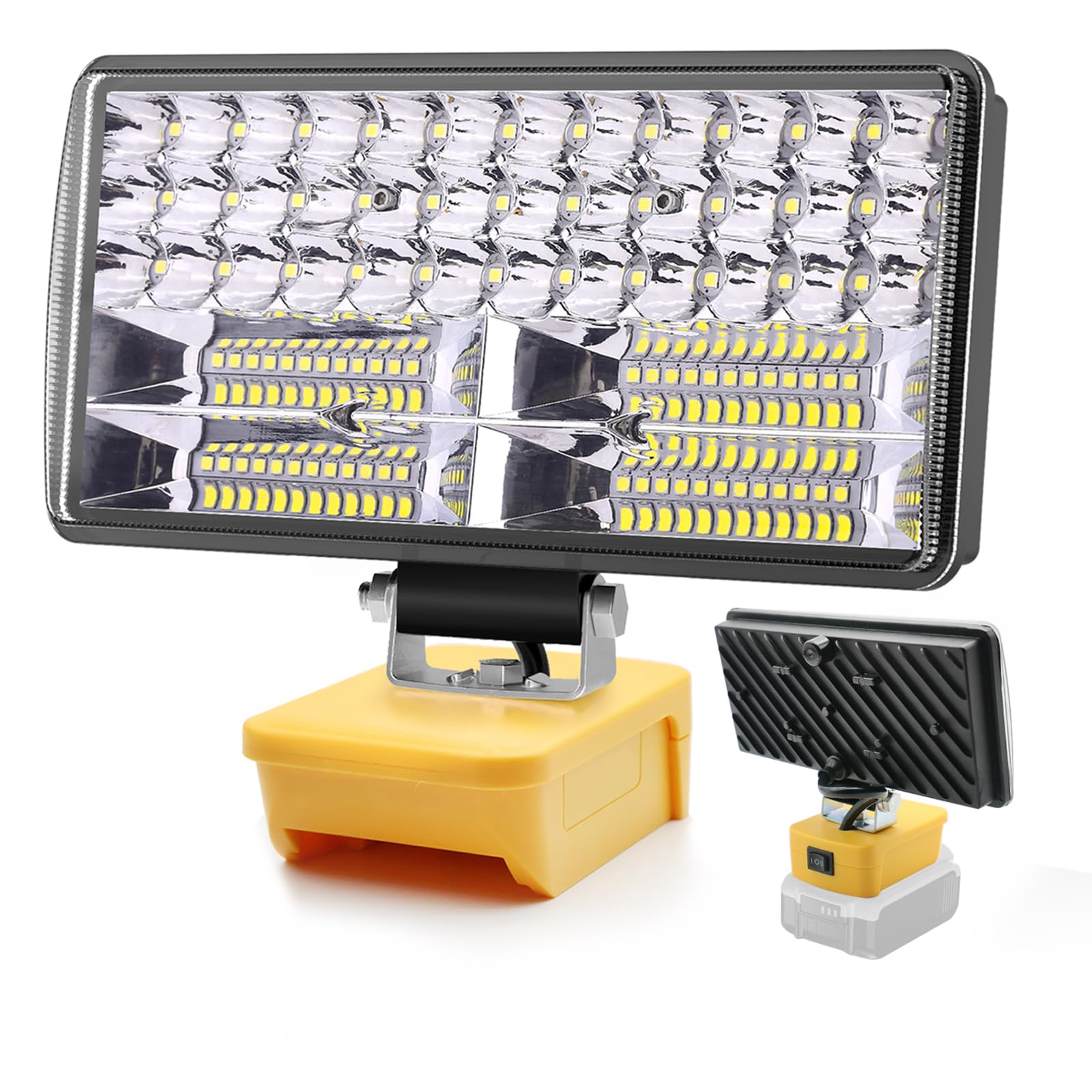 Akocire Compatible with Dewalt 18V Battery Cordless Work Light, 90W 6000LM LED Flood Lights, 2 Brightness Battery Light with Low Voltage Protection,Job Site Lighting for Workshop Garage Camping