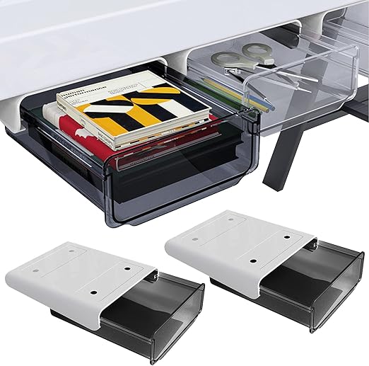 PowerKing Selfadhesive Under Desk Dawer, Table Hidden Organizer Slide
