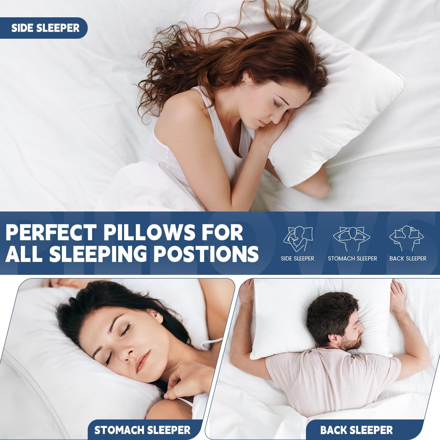 Pillows Standard Size Set of 2, Soft Fluffy Down Alternative Hotel Pillows, 20x26 Inches Bed Pillows for Sleeping