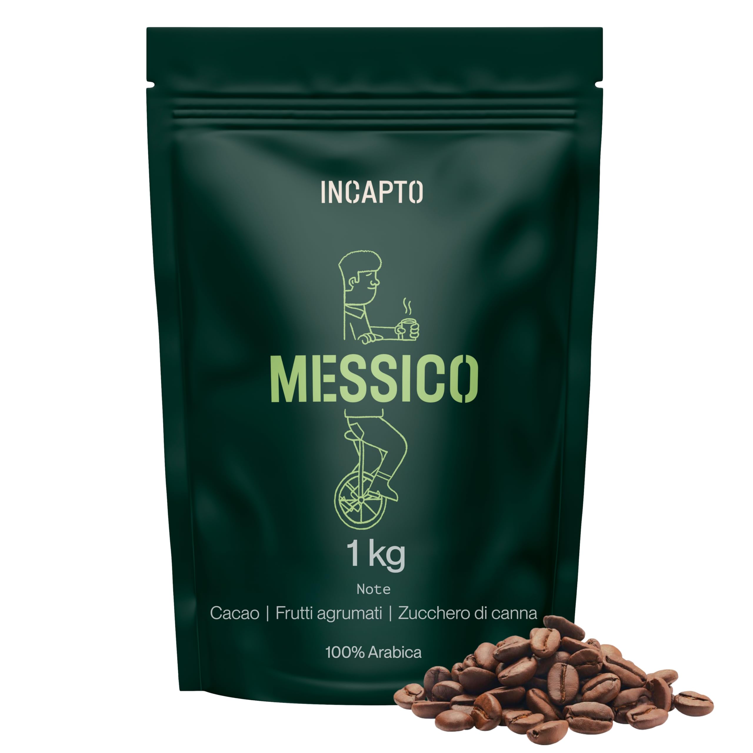 Incapto Caffè in Grani Naturale - Caffè di Specialità | Caffè Messico Grani | Caffè in Grani Arabica 100% | +80 punti SCA | Tostatura Naturale e Artigianale | Caffè Grani Naturale | Pacco da 1000 gr