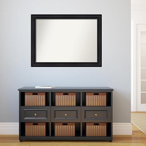 Miniatura 5 de Amanti Art Espejo de baño negro para sobre fregadero, 29 x 39 pulgadas, espejo rectangular negro Astor, marco grande de madera tradicional, se