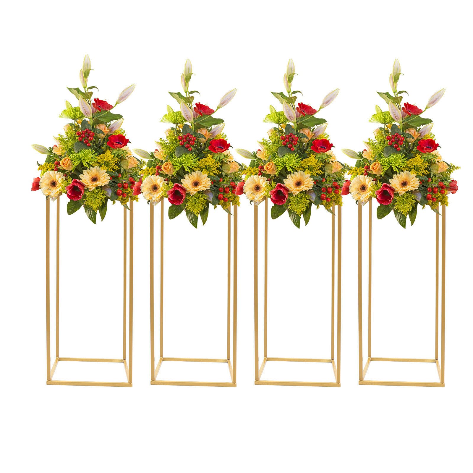 TFCFL 4 PCS Wedding Flower Stand, Metal Flower Stand Geometric Floor Vase Column Stand for for Wedding Party Decorations (60cm/23.6in)