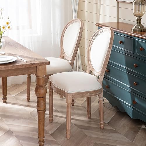 Miniatura 31 de Kiztir Juego de 2 sillas de comedor de ratán, sillas de comedor francesas de mediados de siglo, sillas de comedor de granja con respaldo alto para