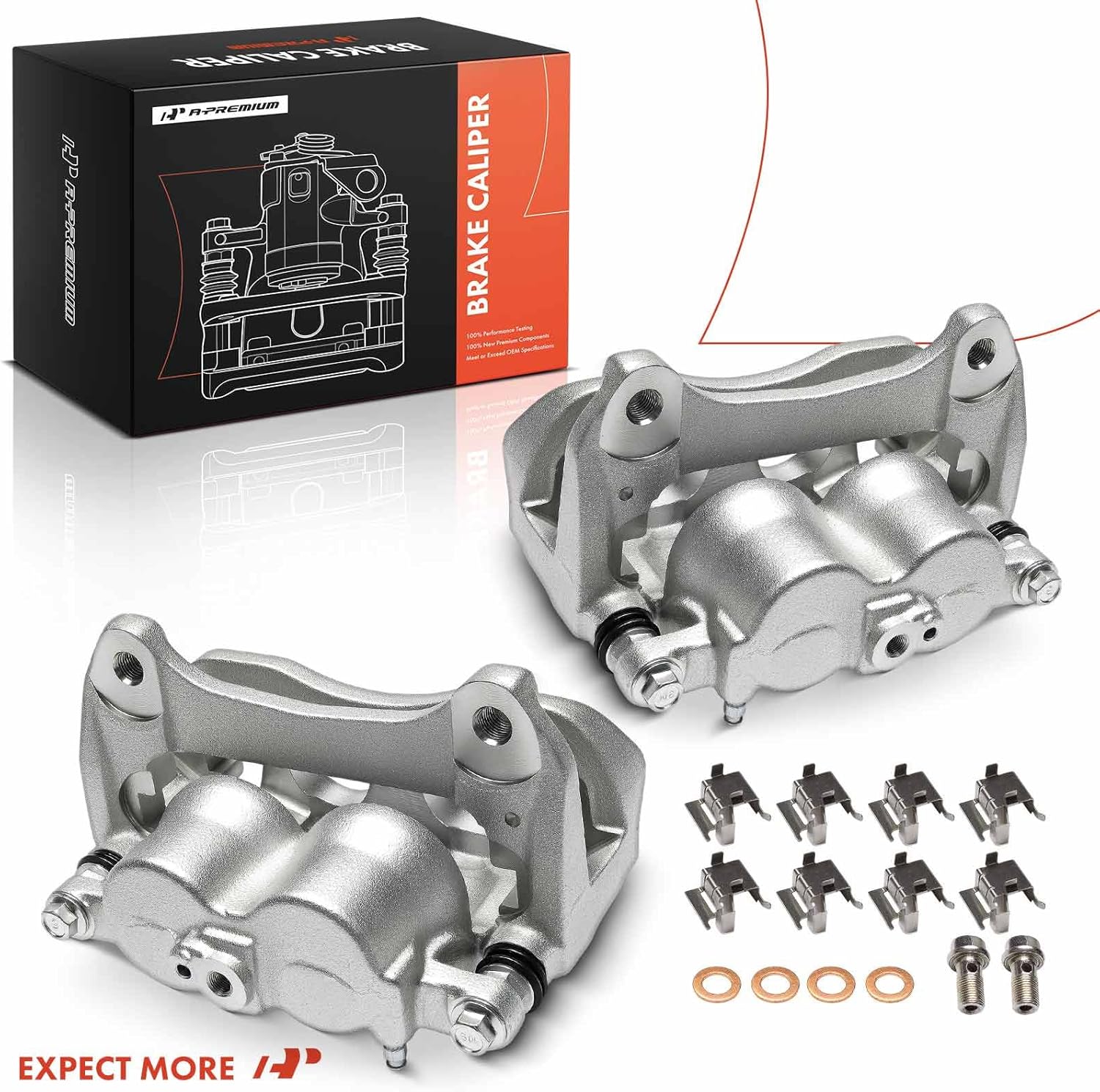 A-Premium Disc Brake Calipers Assembly with Bracket Compatible with Toyota Vehicles - Highlander 2020 2021 2022 - Front Driver and Passenger Side
